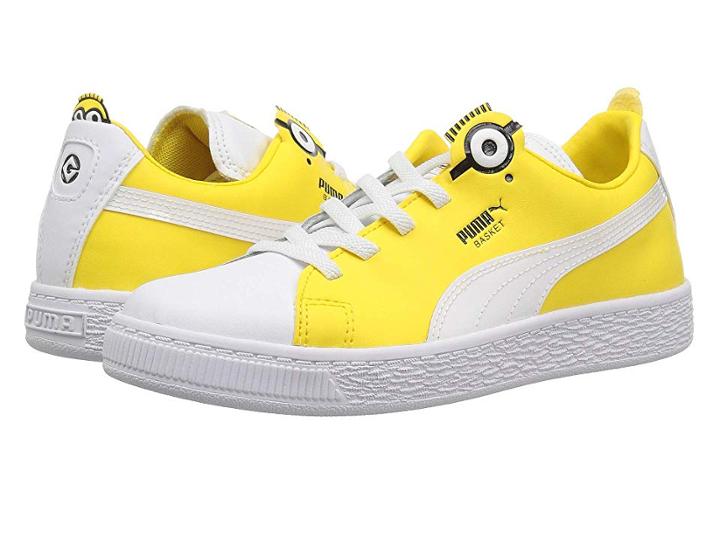 Puma Kids Minions Basket Bs Ac (little Kid/big Kid) (puma White/puma Black/dandelion) Kid's Shoes