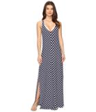 Tommy Bahama Breton Stripe Racerback Maxi Dress Cover-up (mare Navy/white) Women's Swimwear