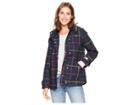 Joules Coast Printed Waterproof Hooded Jacket (navy Clock Watch Check) Women's Coat