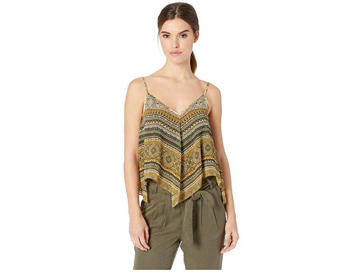 Bcbgmaxazria Kassidee Sleeveless Handkerchief Cami (dark Fen Seed Combo) Women's Clothing