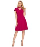 Tahari By Asl Choker Collar Fit And Flare Dress (magenta) Women's Dress