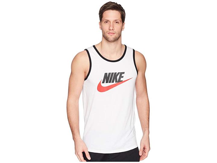 Nike Ace Logo Tank Top (white/black/university Red) Men's Sleeveless