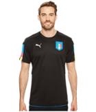 Puma Figc Italia Goalkeeper Short Sleeve Shirt (black/atomic Blue) Men's Short Sleeve Pullover