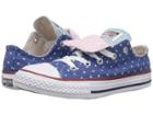 Converse Kids Chuck Taylor(r) All Star(r) Double Tongue Star Perf Canvas Ox (little Kid/big Kid) (nightfall Blue/ocean Bliss/white) Girls Shoes
