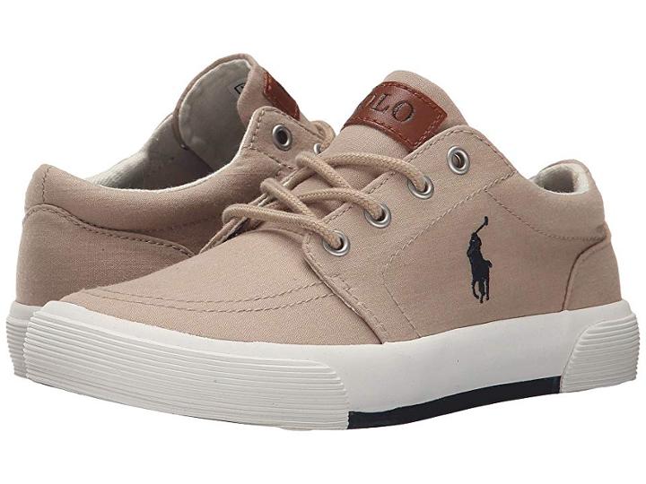 Polo Ralph Lauren Kids Faxon Ii (little Kid) (khaki Heather Canvas/navy) Boys Shoes