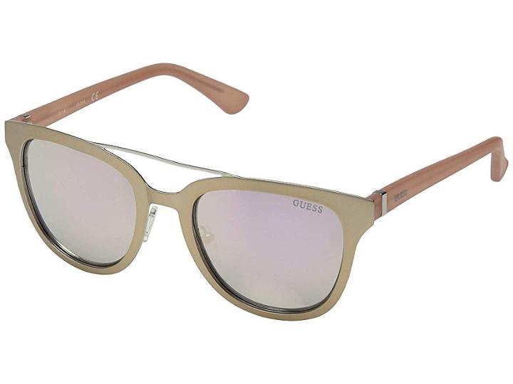 Guess Gu7448 (shiny Rose Gold/smoke Mirror) Fashion Sunglasses