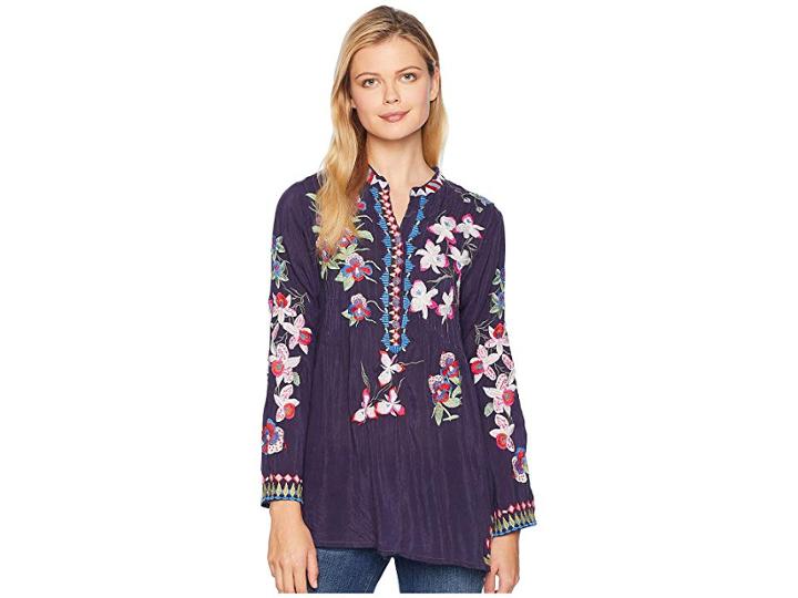 Johnny Was Tropical Garden Tunic (blue Gravel) Women's Clothing