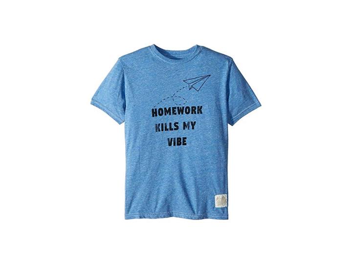 The Original Retro Brand Kids Homework Kills My Vibe Streaky Tri-blend Tee (big Kids) (streaky Royal) Boy's T Shirt