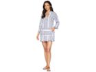 Tommy Bahama Yarn Dye Stripe V-neck Popover Tunic Cover-up (white) Women's Swimwear