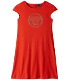 Versace Kids Cap Sleeve Dress With Medusa Logo (big Kids) (corallo) Girl's Dress