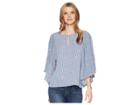 B Collection By Bobeau Kelsey Flutter Sleeve Blouse (blue/pink) Women's Blouse