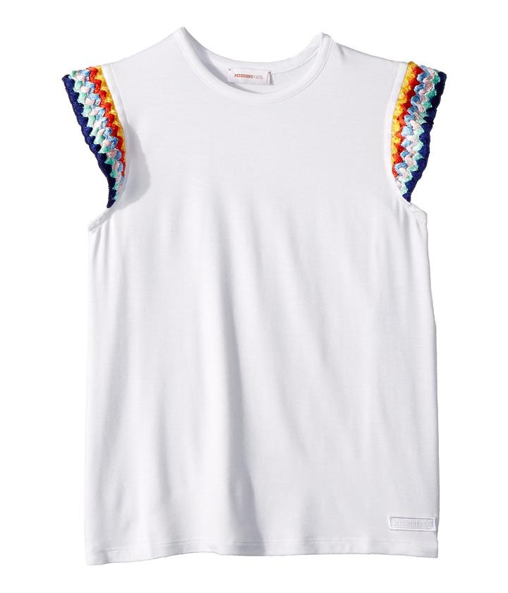 Missoni Kids Jersey T-shirt (big Kids) (white) Girl's T Shirt