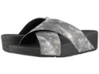 Fitflop Lulu Cross Slide Shimmer Print Sandal (black Shimmer Print) Women's Sandals