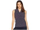 Anne Klein Ragtime Print Ity Triple Pleat Top (marine Blue/anne White Combo) Women's Clothing