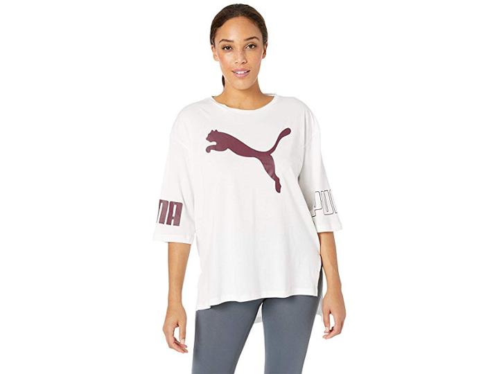 Puma Modern Sport Logo Tee (puma White/fig) Women's T Shirt