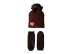 Betsey Johnson Heart To Heart Hat Gloves Two-piece Set (black/red) Hair Accessories