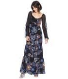 Juicy Couture Silk Romanov Floral Maxi Dress (pitch Black Romanov) Women's Dress