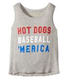 The Original Retro Brand Kids Hot Dogs Baseball Merica Tank Top (big Kids) (rayon Grey) Girl's Sleeveless