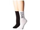 Steve Madden 2-pack Love Crew With Solid (white/black) Women's Crew Cut Socks Shoes