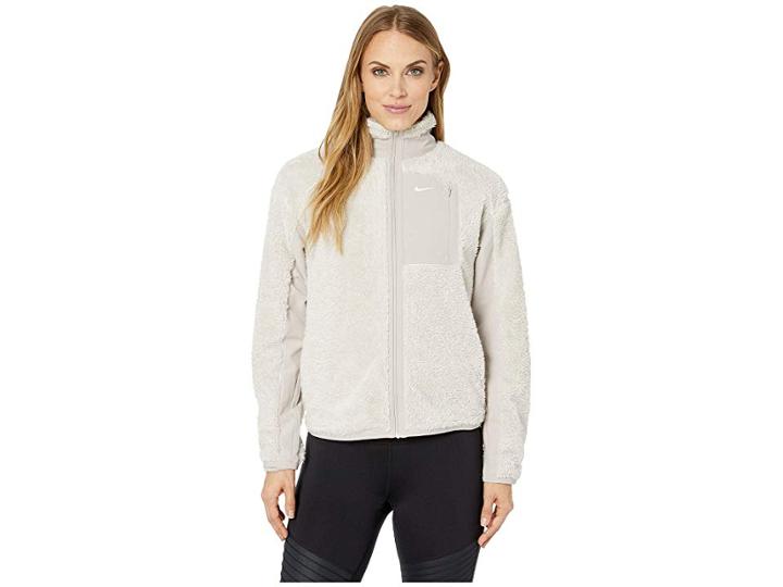 Nike Long Sleeve Full-zip Training Top (desert Sand/moon Particle/white) Women's Sweatshirt