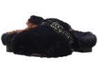 Suecomma Bonnie Jewel Ornament Faux Fur Sandals (navy) Women's Shoes
