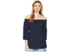 Allen Allen 3/4 Off The Shoulder Top (lapis) Women's Short Sleeve Pullover