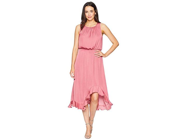 Vince Camuto Sleeveless Cinched Waist Rumple Maxi Dress (rouge Blush) Women's Dress