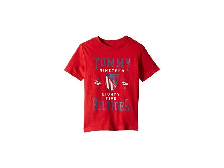 Tommy Hilfiger Kids Tommy Crest Crew Neck Tee (toddler/little Kids) (regal Red) Boy's T Shirt