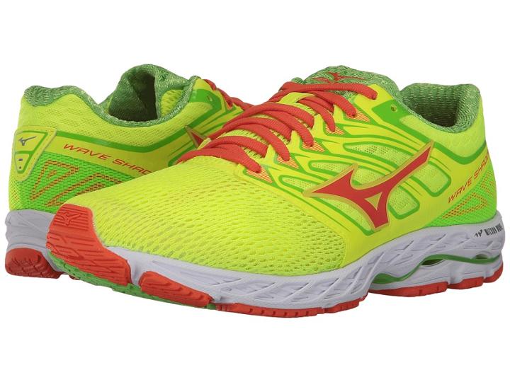Mizuno Wave Shadow (safety Yellow/red Orange/jasmine Green) Men's Running Shoes