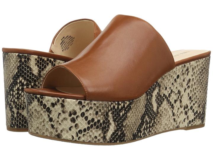 Nine West Kelsawn Platform Wedge Slide Sandal (dark Hazel Two-tone Calf) Women's Wedge Shoes