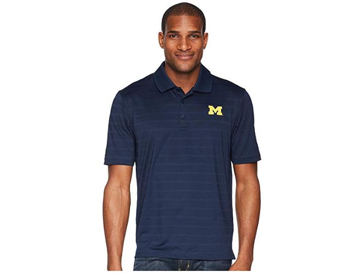 Champion College Michigan Wolverines Textured Solid Polo (navy) Men's Short Sleeve Pullover