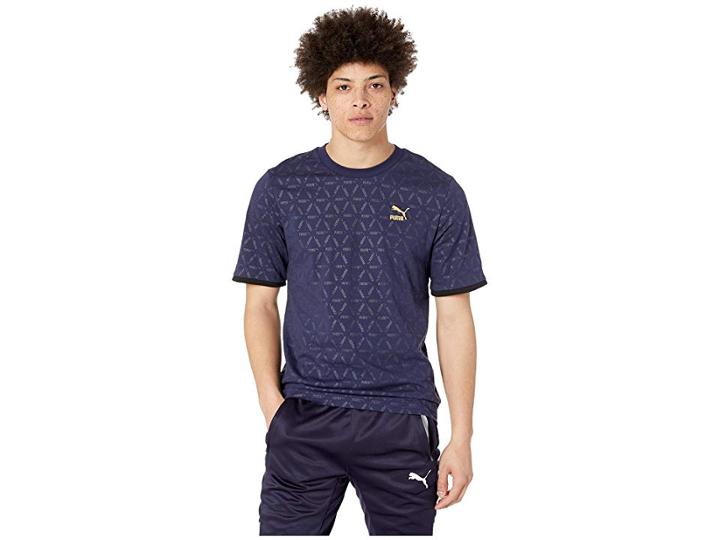 Puma Luxe Pack Tape Tee Aop (peacoat) Men's T Shirt