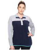 Columbia Plus Size Mountain Side Pullover (columbia Grey/collegiate Navy) Women's Long Sleeve Pullover