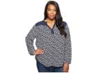 Nydj Plus Size Plus Size Print Mix Peasant Top (etched Hearts Peacoat) Women's Clothing