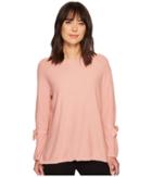 Two By Vince Camuto Long Sleeve Texture Stitch Tie Sleeve Sweater (light Rosewood) Women's Sweater