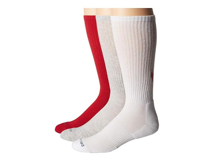 Nike Dri-fit Cotton Swoosh Crew 3-pair Pack (white/gym Red/gym Red/white/grey Heather/gym Red) Crew Cut Socks Shoes