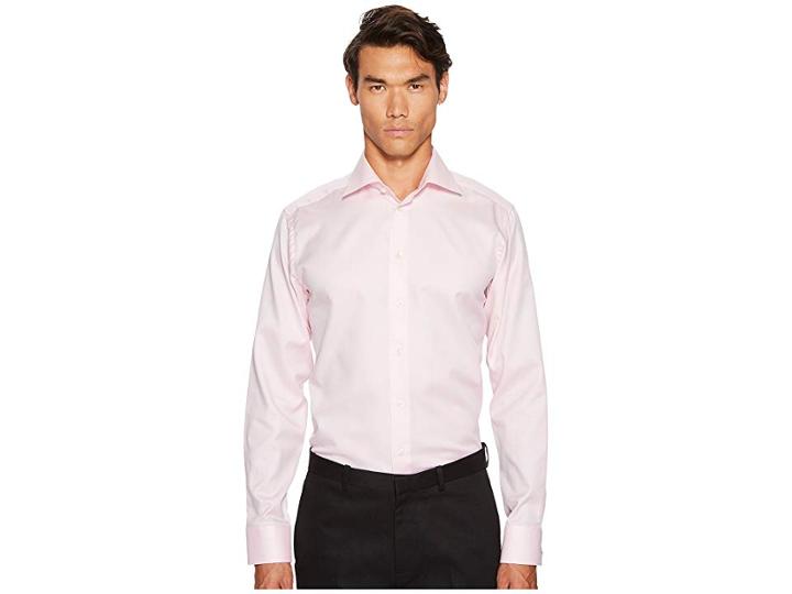 Eton Slim Fit Mini Herringbone Shirt (pink) Men's Clothing