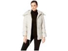 Cole Haan Soft Touch Stretch Down Channel Quilt Coat With Oversized Hood (vapor) Women's Coat