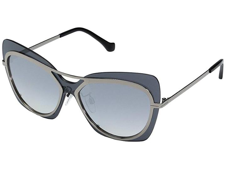 Balenciaga Ba0087 (dark Ruthenium Metal/silver Flash/smoke) Fashion Sunglasses