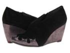 Oh! Shoes Rondola (black Suede/lizard) Women's Wedge Shoes