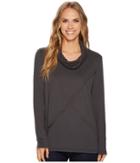 Tribal Long Sleeve Cowl Neck Lightweight French Terry Top (carbon) Women's Long Sleeve Pullover