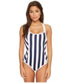 Tommy Bahama Islandactive Stripe Tank One-piece Swimsuit (mare Navy) Women's Swimsuits One Piece