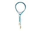 Vanessa Mooney Teal Leather Bolo With Gold Feather Charm Necklace (gold) Necklace