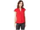 Calvin Klein Short Sleeve Woven Pullover (red) Women's Clothing