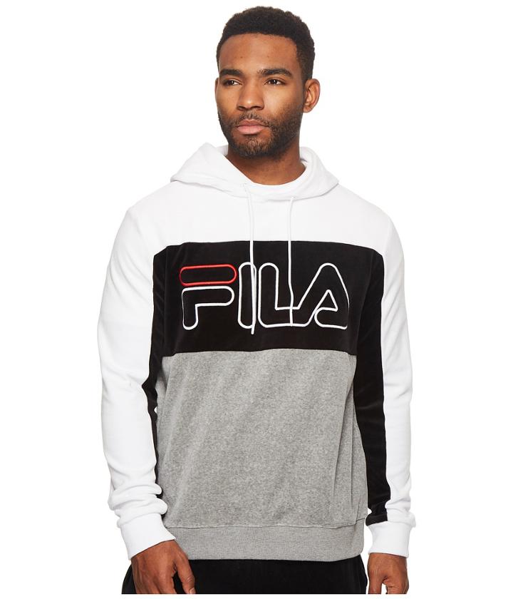 Fila Baggio Hoodie (white/black/varsity Heather) Men's Sweatshirt