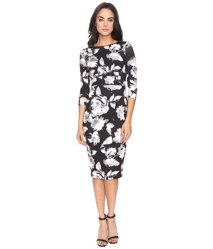 Sangria Midi Sheath Dress (black/ivory) Women's Dress