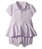 Ralph Lauren Baby Cotton Peplum Polo Romper (infant) (summer Lilac) Girl's Jumpsuit & Rompers One Piece