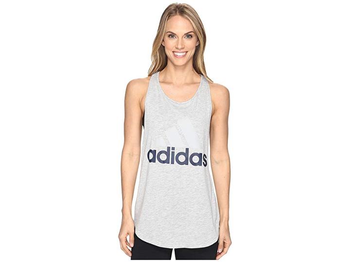 Adidas Essentials Linear Loose Tank Top (medium Grey Heather) Women's Sleeveless