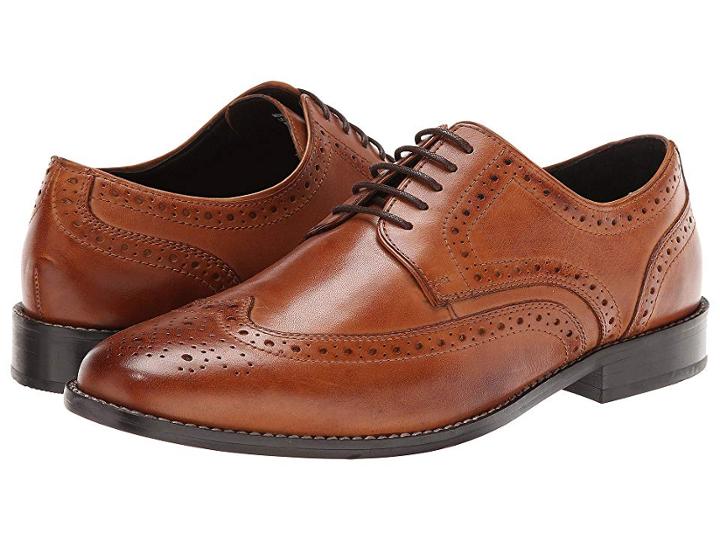 Nunn Bush Nelson Wing Tip Dress Casual Oxford (cognac) Men's Dress Flat Shoes