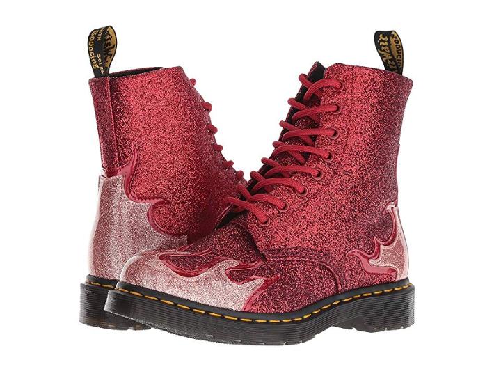 Dr. Martens 1460 Pascal Flame (pink Coated Glitter/red Chrome Paint Metallic/red 0.3mm Glitter) Women's Boots